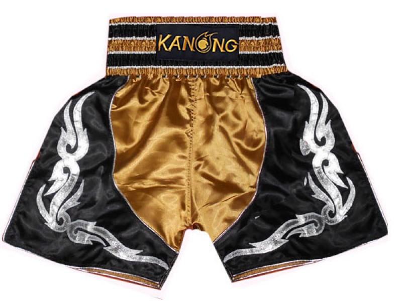 Boxing Shorts, Boxing Trunks : KNBSH-202-Gold-Black